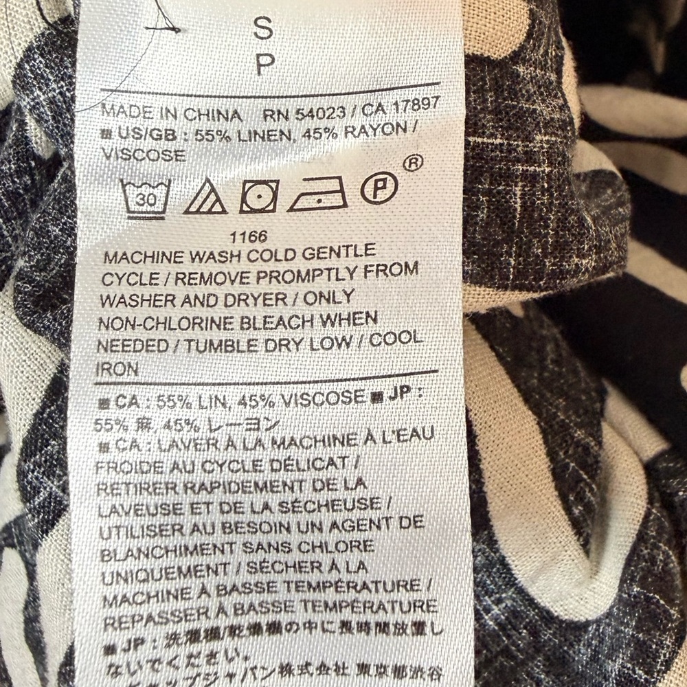 Banana Republic Linen Blend Mini Dress – Swirl Abstract – Size S w/ pockets - Picture 7 of 9